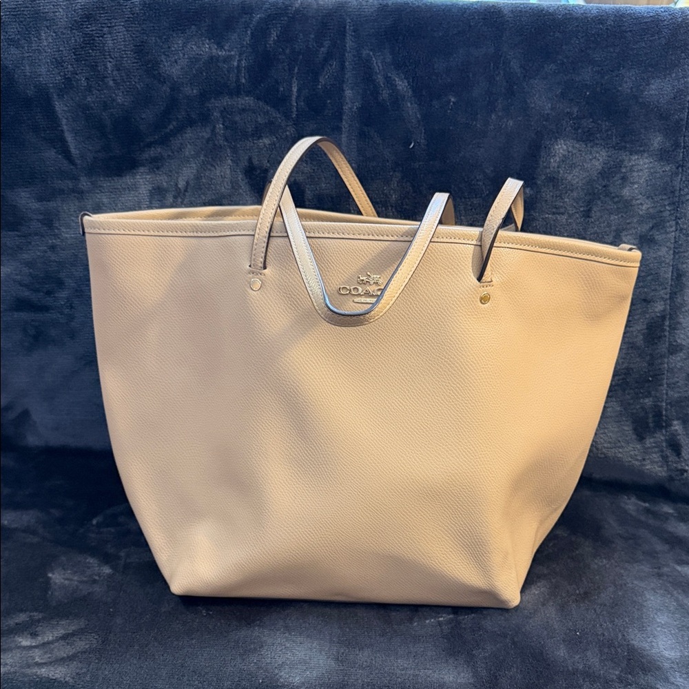 Coach Beige Pebbled Leather Tote